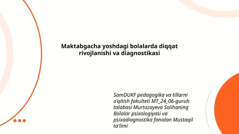 Bolalar psixologiyasi va psixadiagnostika