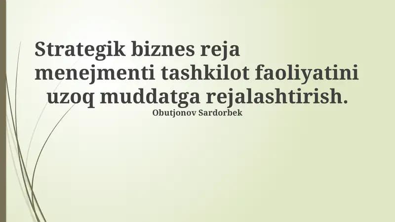Strategik biznes reja menejmenti