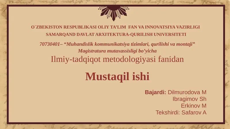 Ilmiy maktab tushunchasi va asosiy metodologik tamoyillar