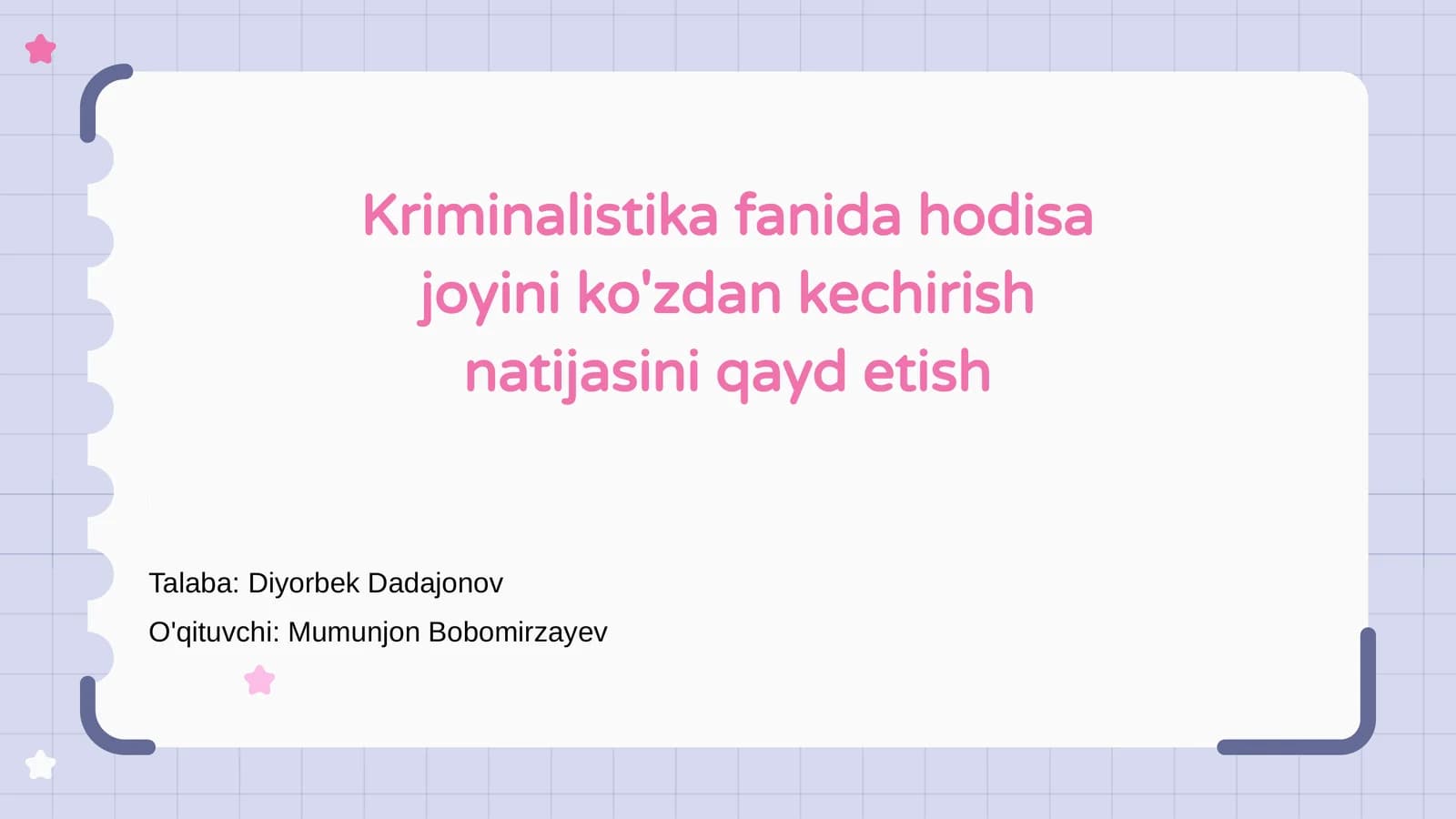 Kriminalistika fanida hodisa joyini ko'zdan kechirish natijasini qayd etish