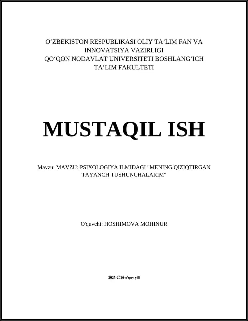 MENING QIZIQTIRGAN TAYANCH TUSHUNCHALARIM
