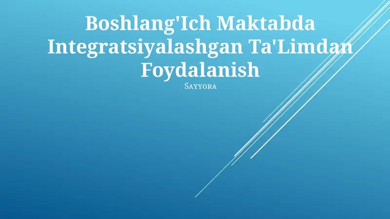 Integratsiyalashgan Ta'lim