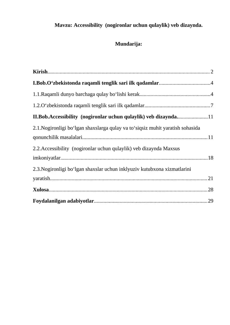 Accessibility (nogironlar uchun qulaylik) veb dizaynda