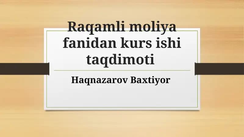 Raqamli Moliya Aktivlari