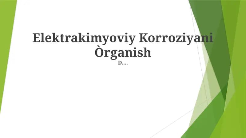 Elektrakimyoviy Korroziyani Òrganish