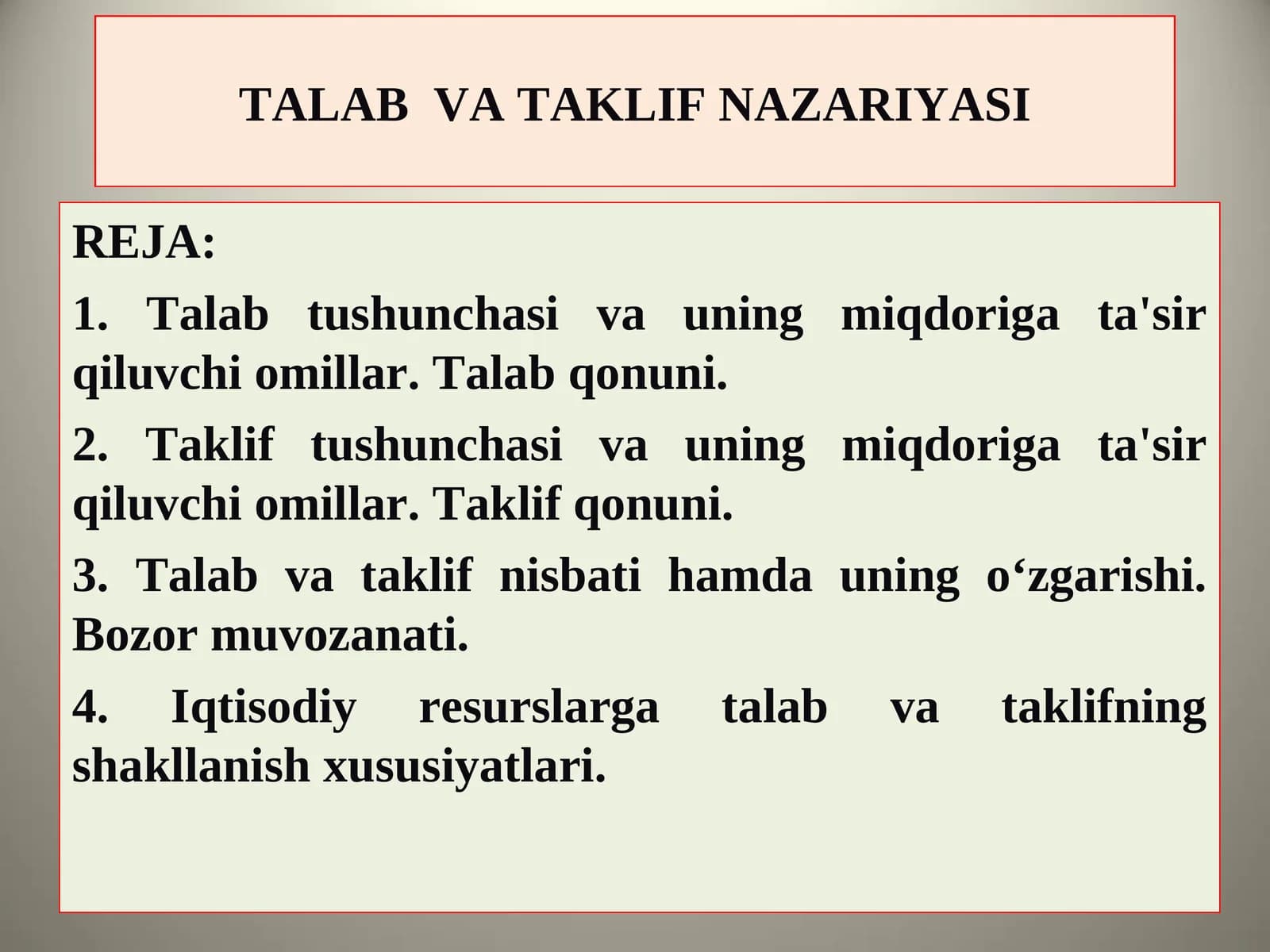 Talab va taklif nazariyasi