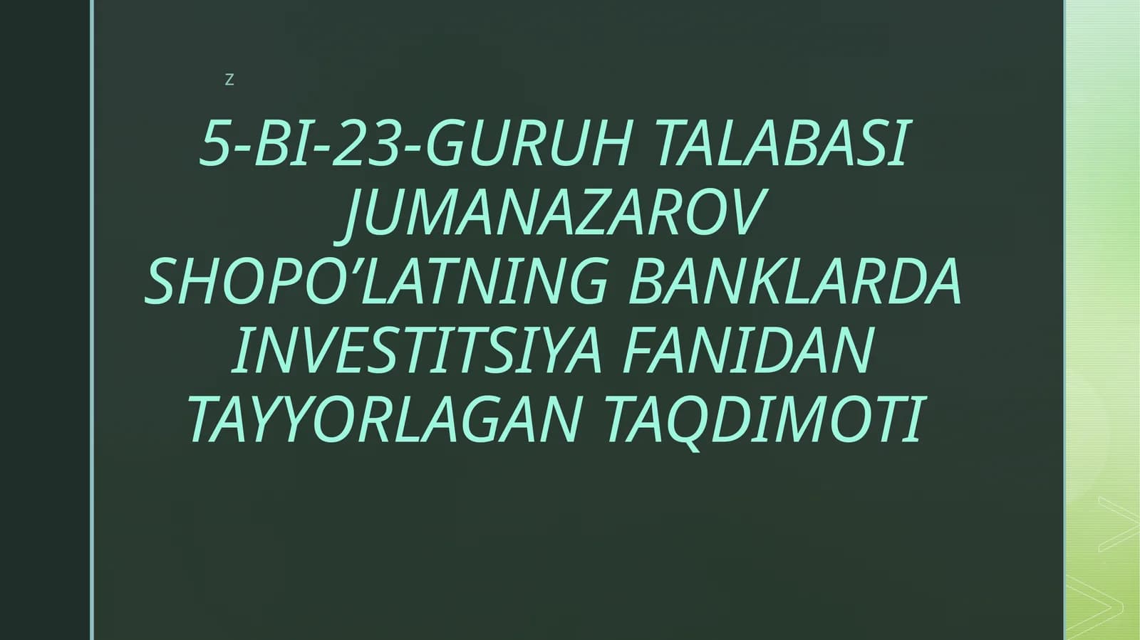 Iqtisodiyotning rivojlanishida xorijiy investorlarning roli