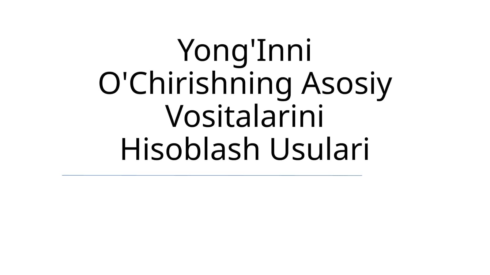 Yong'Inni O'Chirishning Asosiy Vositalarini Hisoblash Usulari