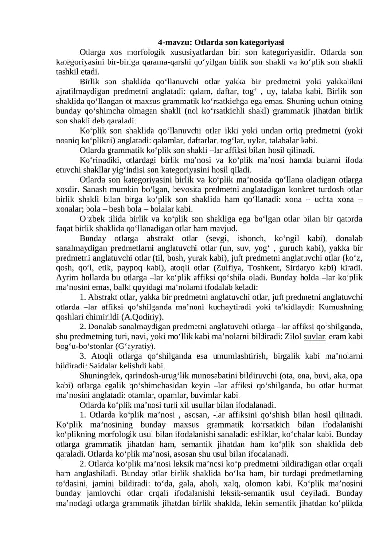 Otlarda son kategoriyasi