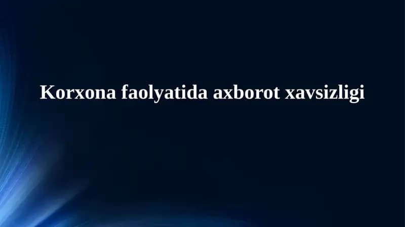 Axborot xavfsizligi siyosati