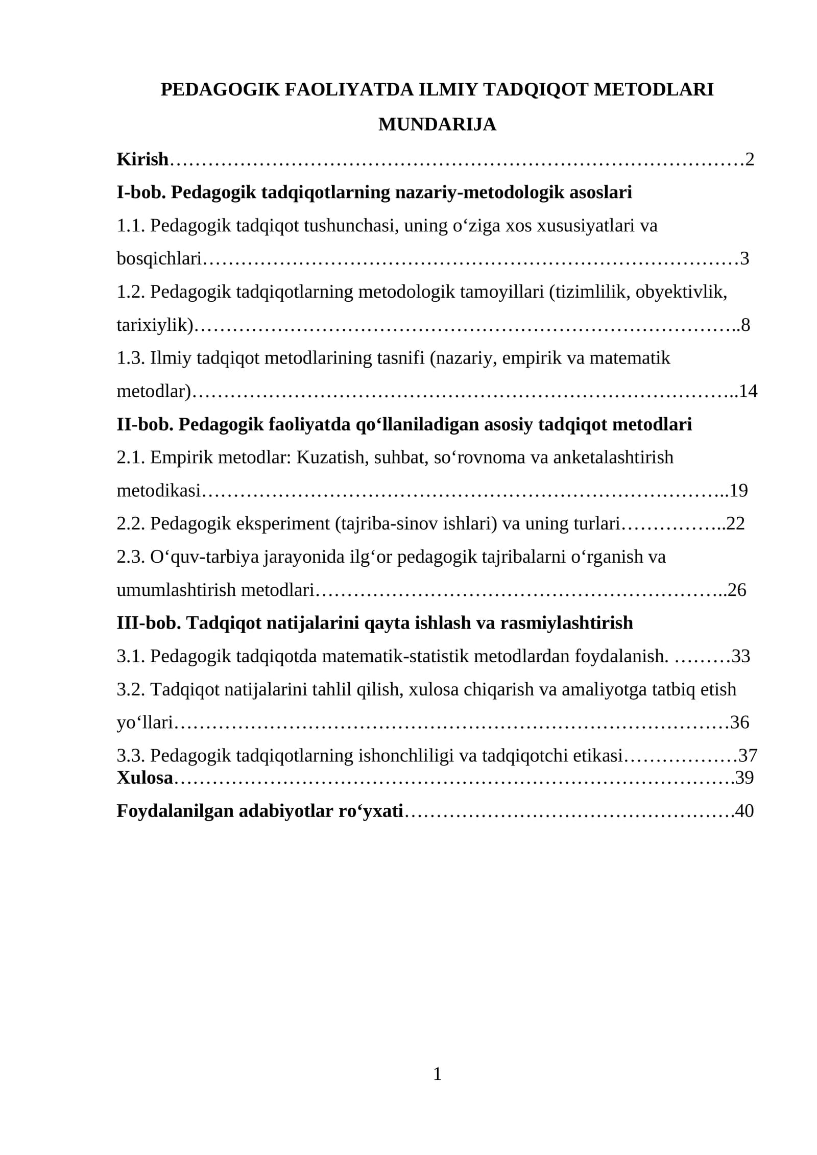 PEDAGOGIK FAOLIYATDA ILMIY TADQIQOT METODLARI