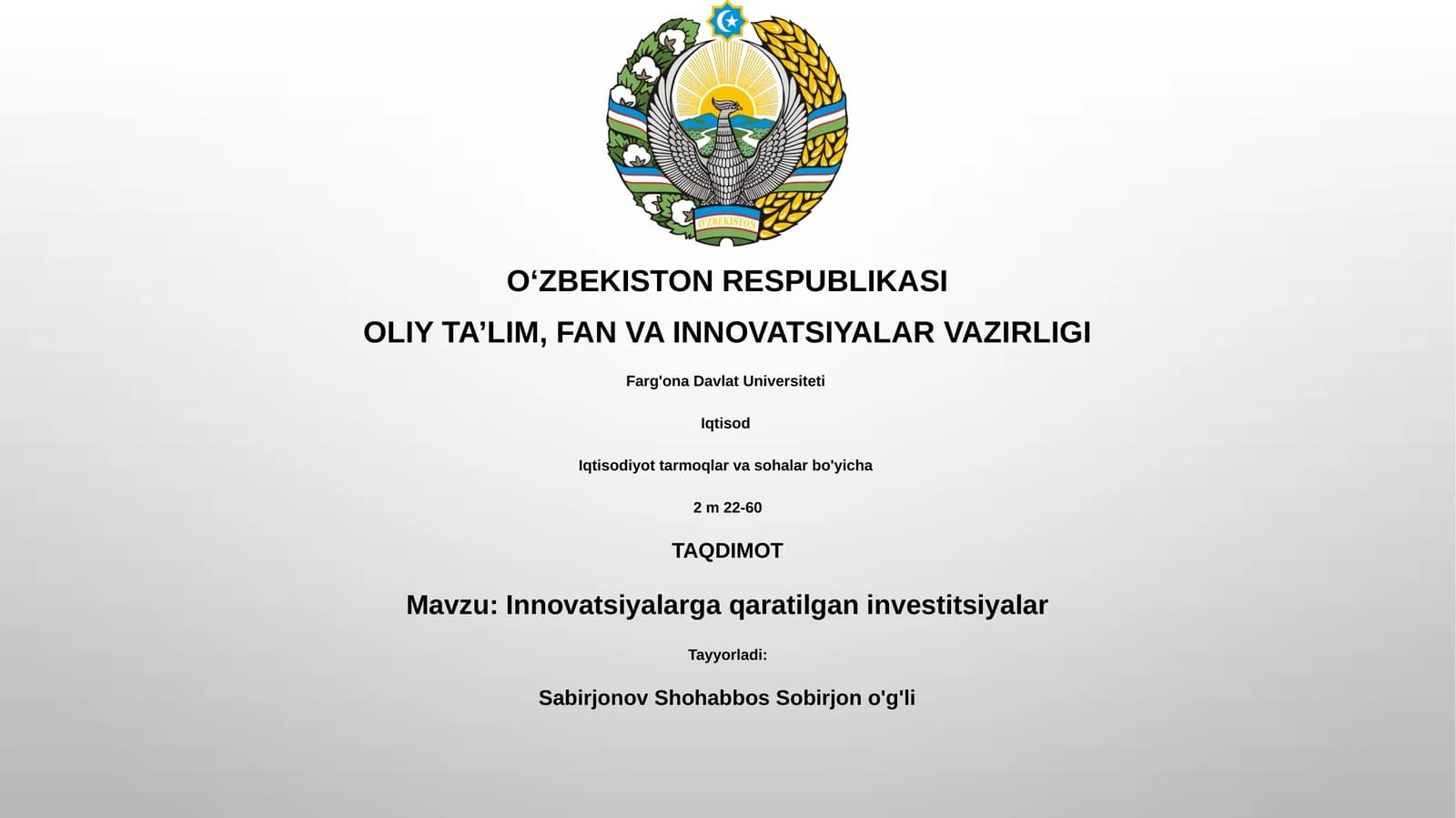 Innovatsiyalarga qaratilgan investitsiyalar