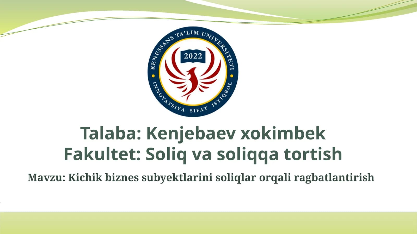 Kichik biznes subektlarini soliqlar orqali raqobatlandirish