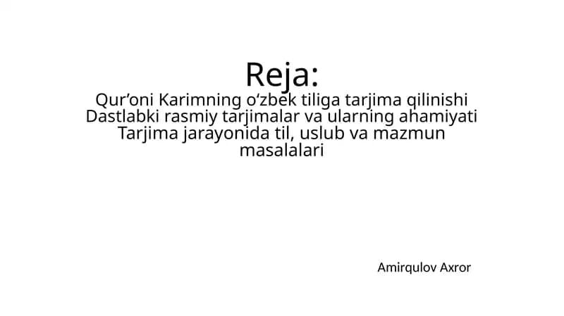 Qur’oni Karimning o‘zbek tiliga tarjima qilinishi