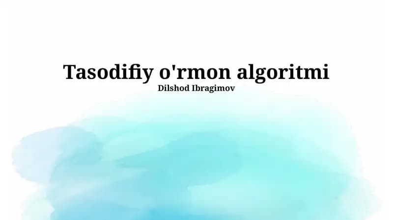 Tasodifiy o'rmon algoritmi