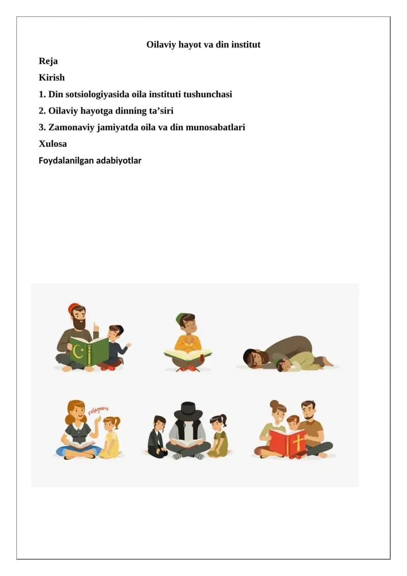 Oilaviy hayot va din institut