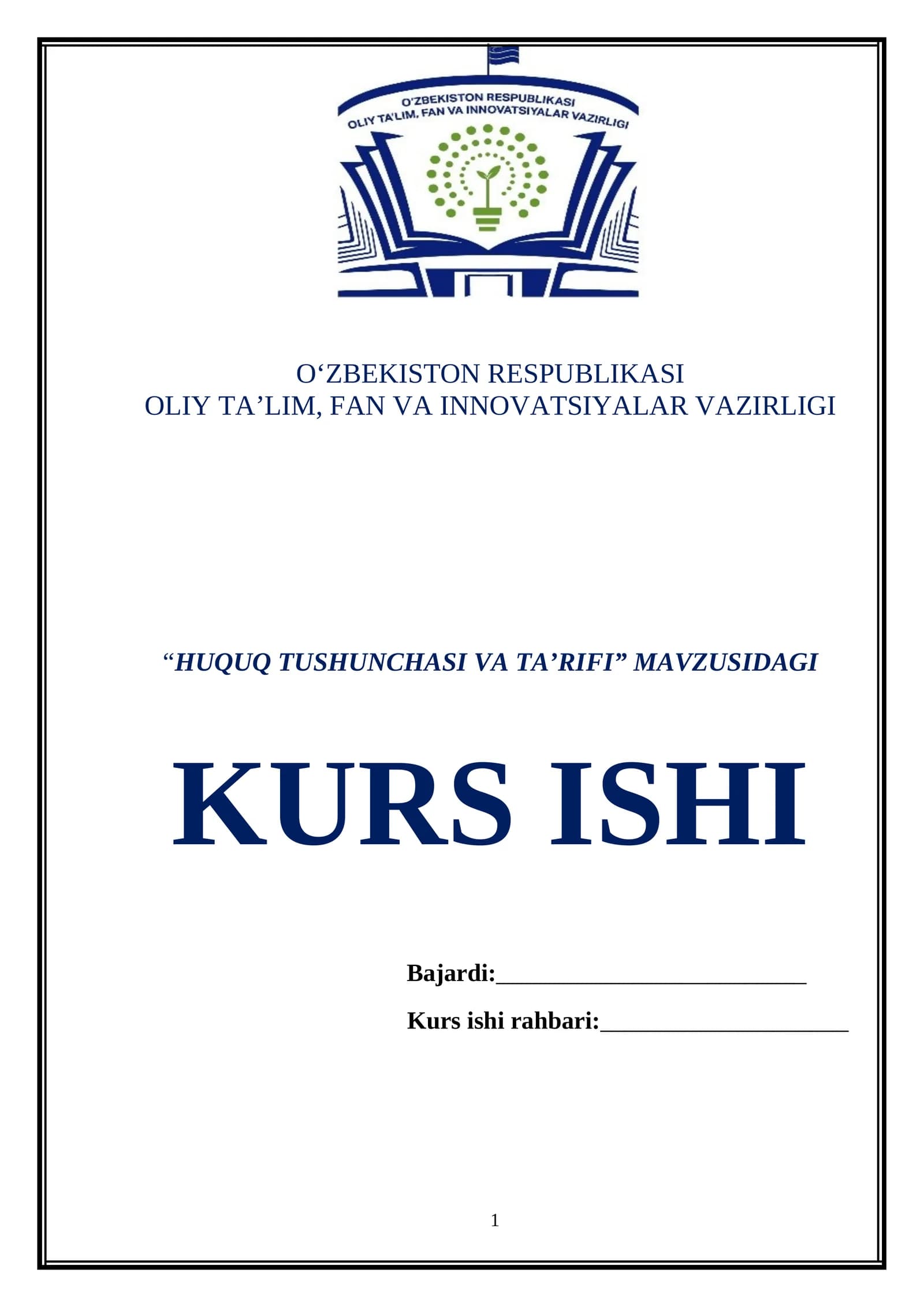 HUQUQ TUSHUNCHASI VA TA’RIFI