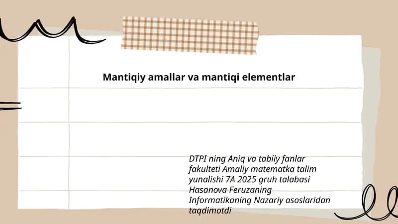Mantiqiy amallar va mantiqi elementlar