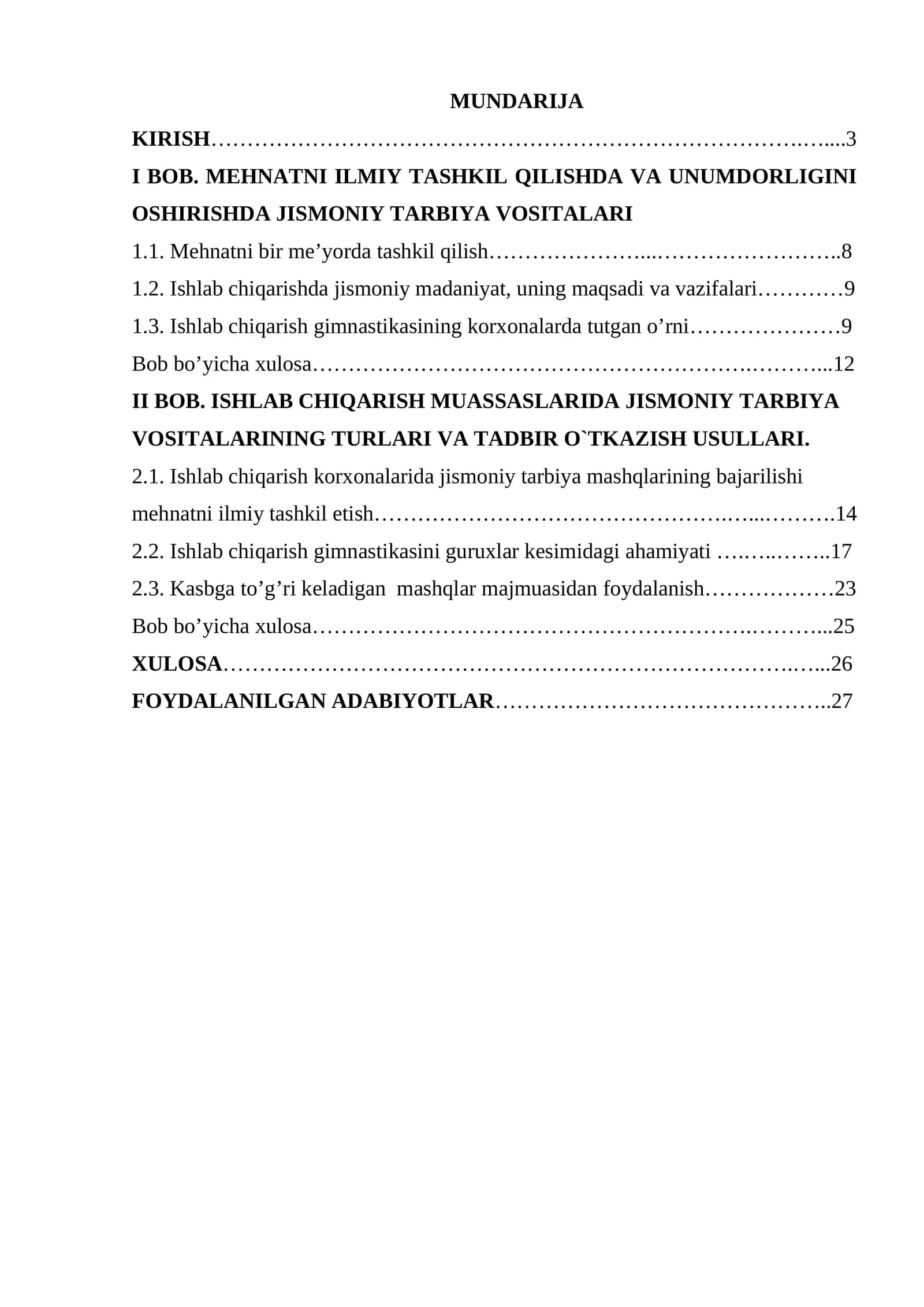 Ishlab chiqarish korxonalarida mehnatni ratsional tashkil etishda jismoniy tarbiyaning ahamiyati