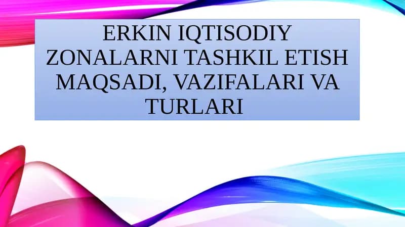 Erkiniqtisodiy zonalarni tashkilotish