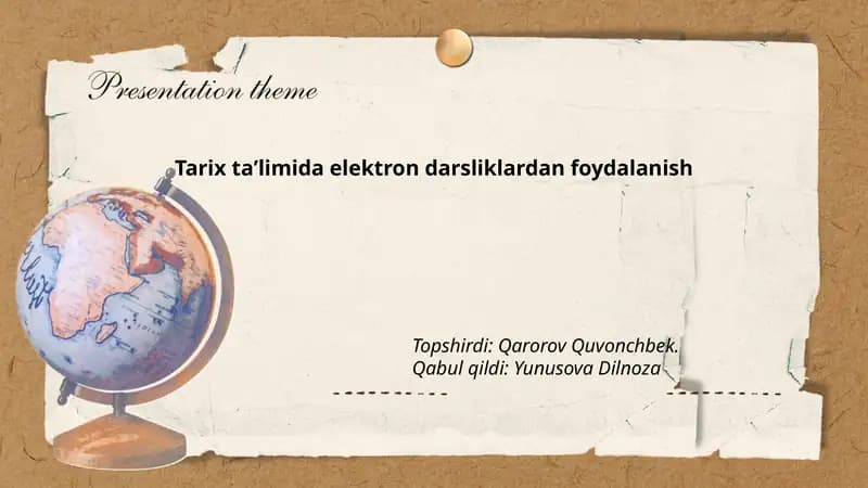 Tarix taʼlimida elektron darsliklardan foydalanish