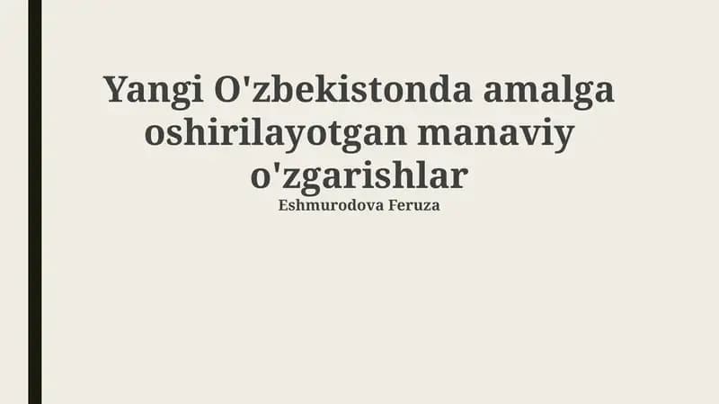 Ma'naviy Yangilanishning Mohiyati va Asosiy Tamoyillari