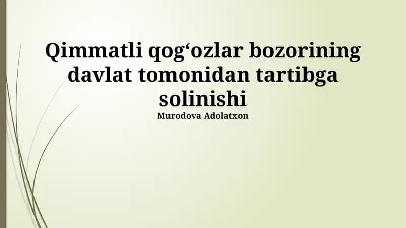 Qimmatli qog'ozlar bozorini tartibga solish