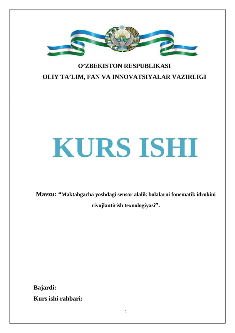 Maktabgacha yoshdagi sensor alalik bolalarni fonematik idrokini rivojlantirish texnologiyasi