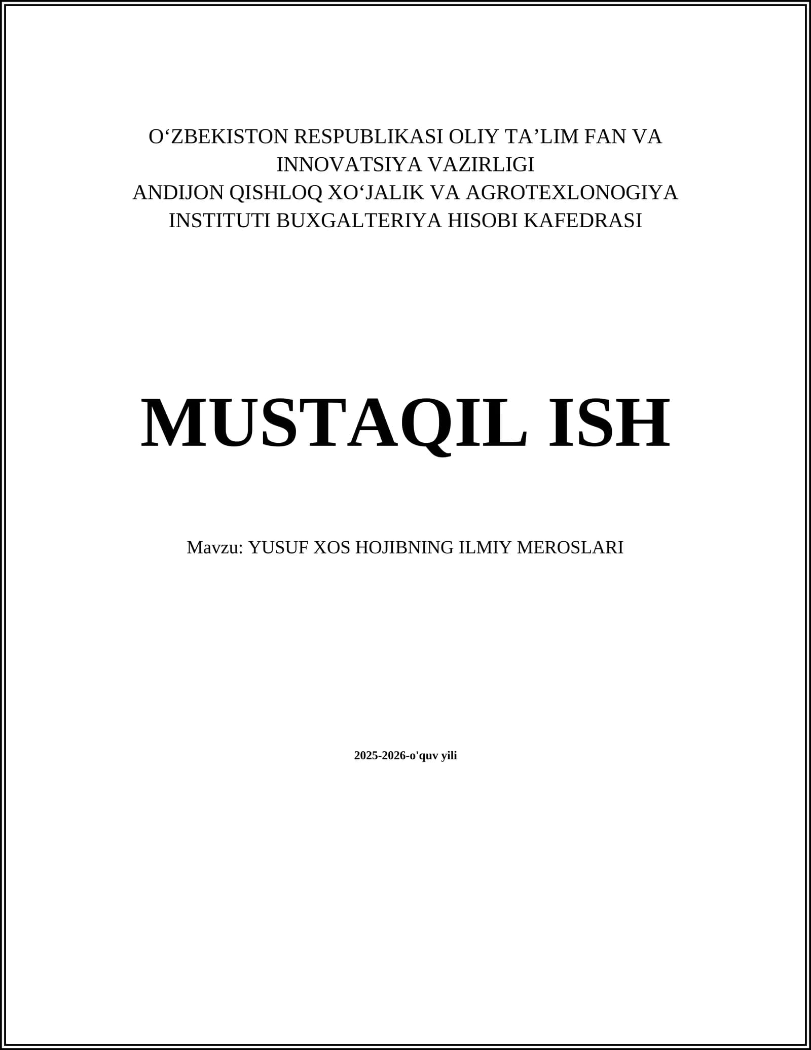 YUSUF XOS HOJIBNING ILMIY MEROSLARI