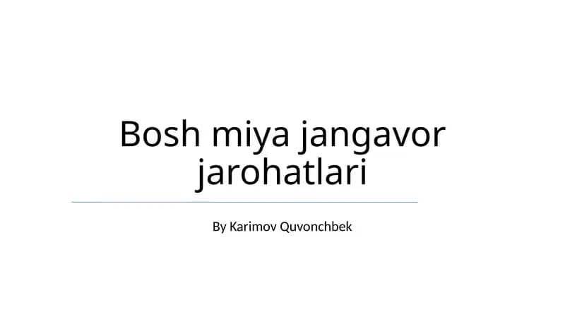Bosh miya jangavor jarohatlari