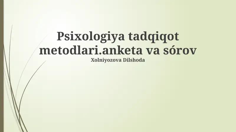 Psixologiya tadqiqot metodlari