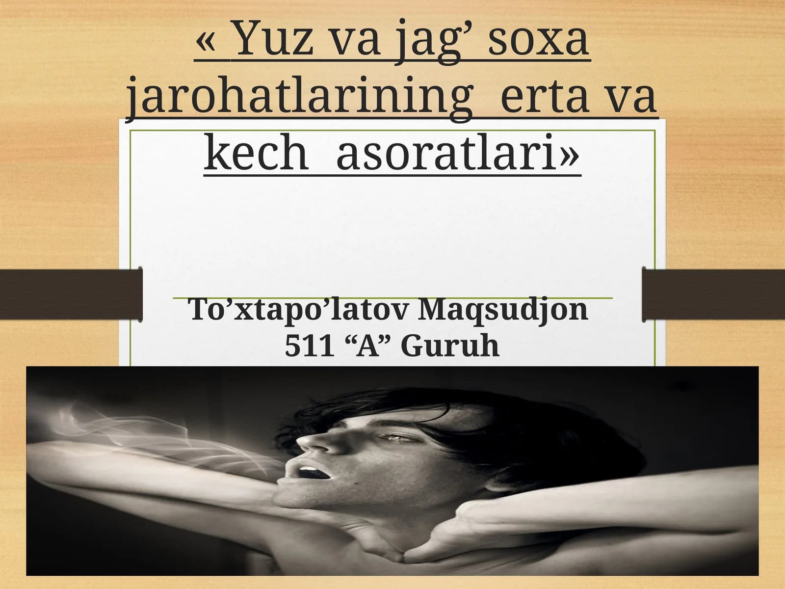 Yuz va jag’ soxa jarohatlarining erta va kech asoratlari