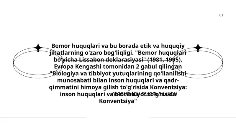 Bemor huquqlari va bu borada etik va huquqiy jihatlarning o'zaro bog'liqligi.