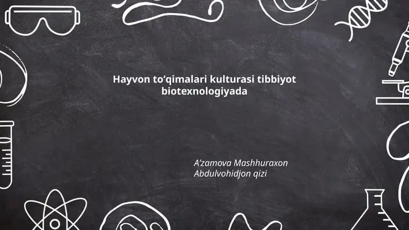 Hayvon toʻqimalari kulturasi tibbiyot biotexnologiyada