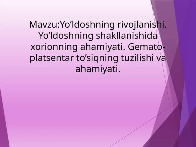 Yo’ldoshning rivojlanishi