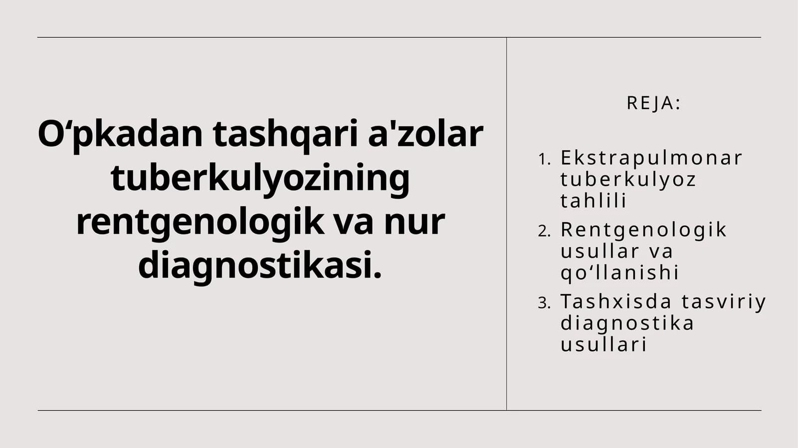 O‘pkadan tashqari a'zolar tuberkulyozining rentgenologik va nur diagnostikasi