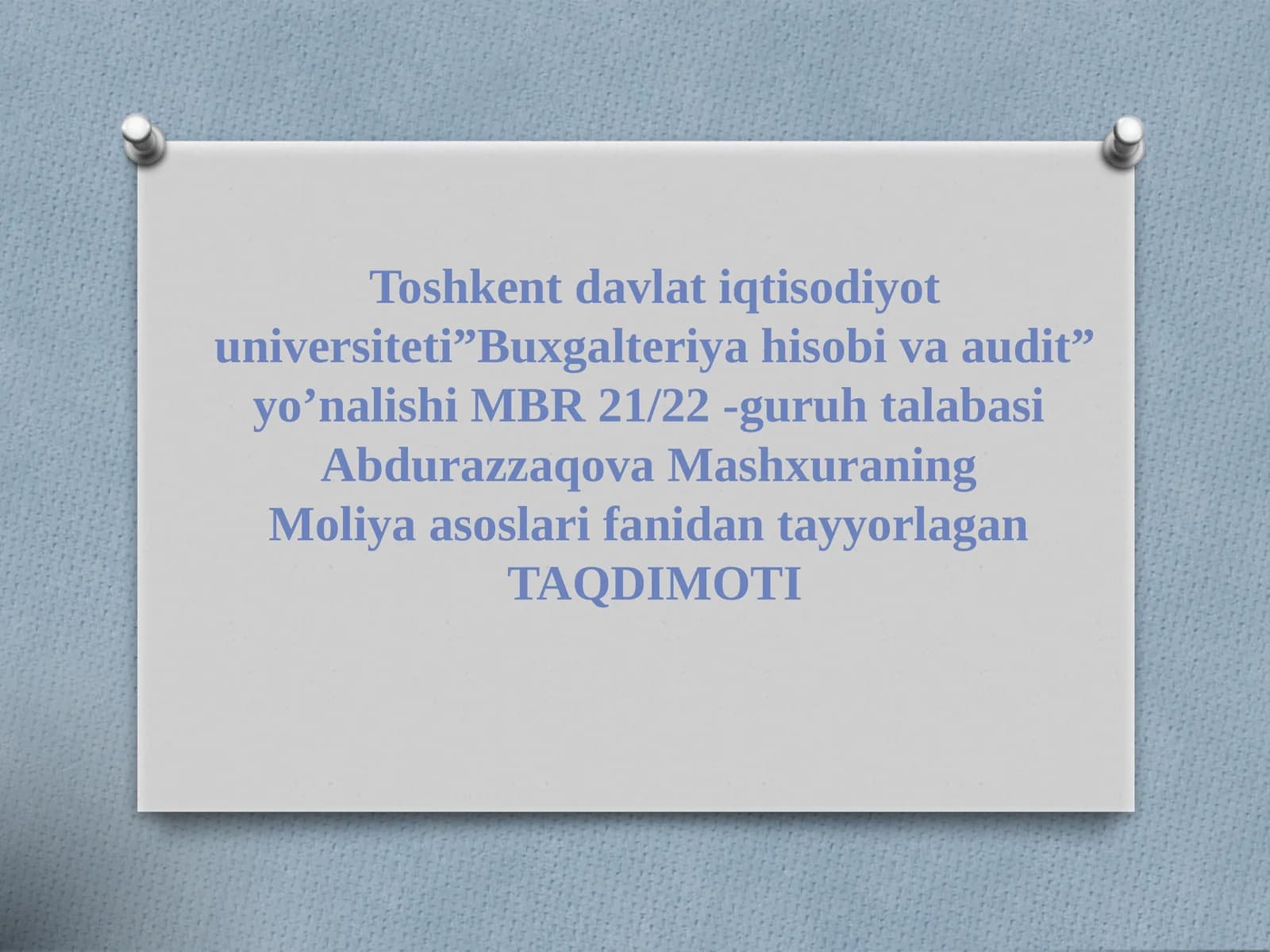 Pulning joriy va kelgusi davoq qiymati