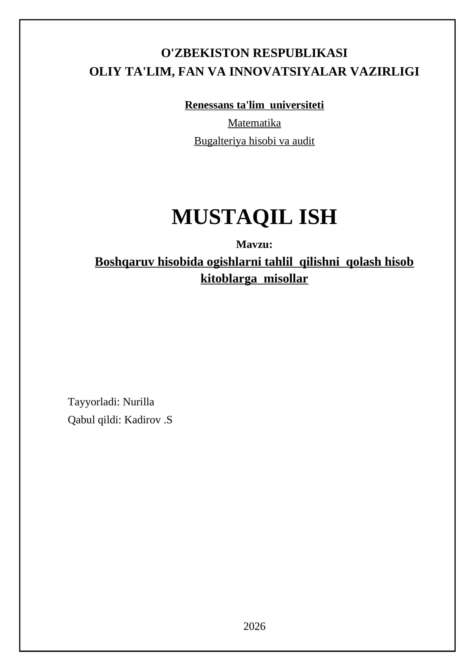 Ogishlarni Tahlil Qilishning Nazariy Asoslari