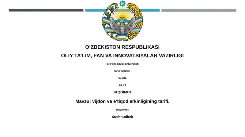 Vijdon va e'tiqod erkinligining tarifi