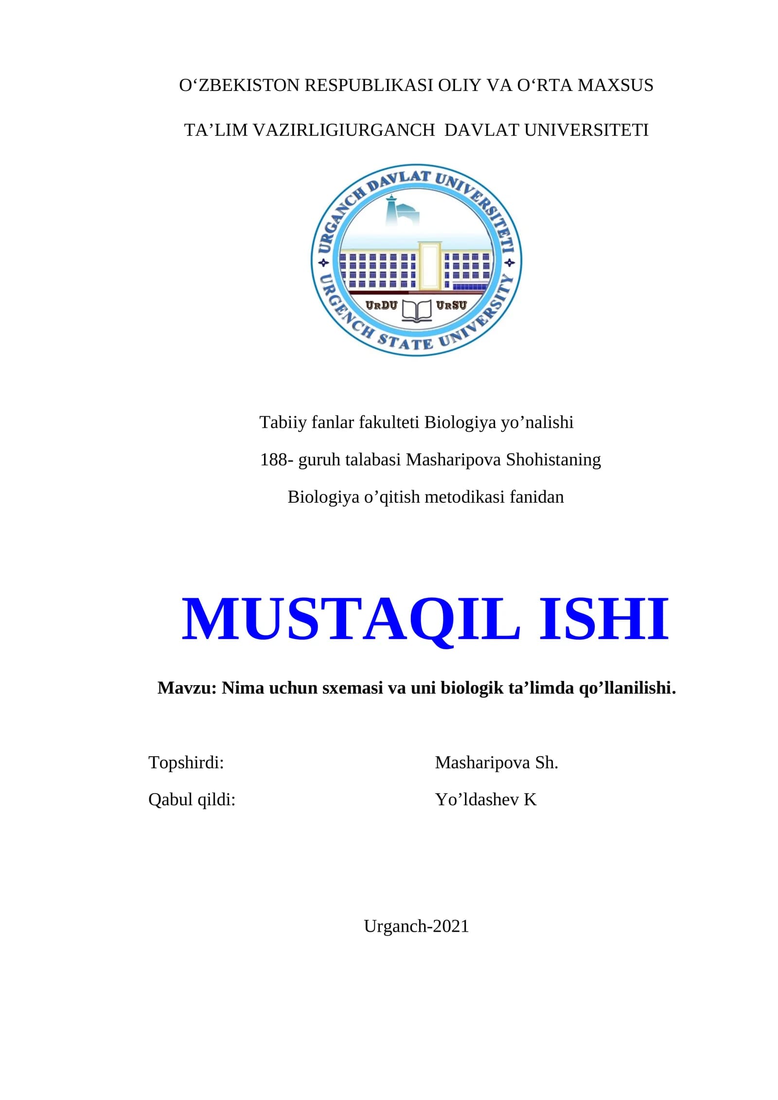 Nima uchun sxemasi va uni biologik ta’limda qo’llanilishi