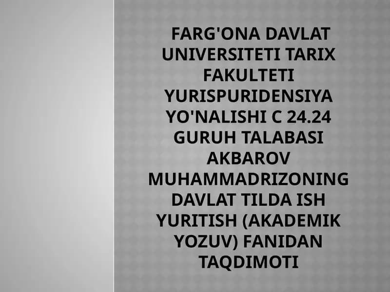 Davlat tilida ish yuritish