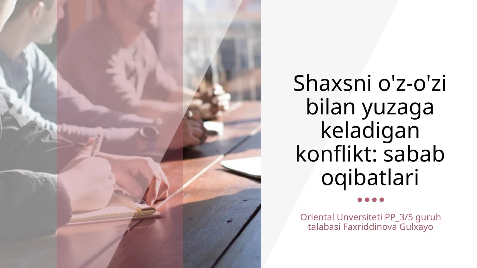 Shaxsni o'z-o'zi bilan yuzaga keladigan konflikt: sabab oqibatlari