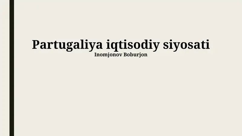 Partugaliya iqtisodiy siyosati
