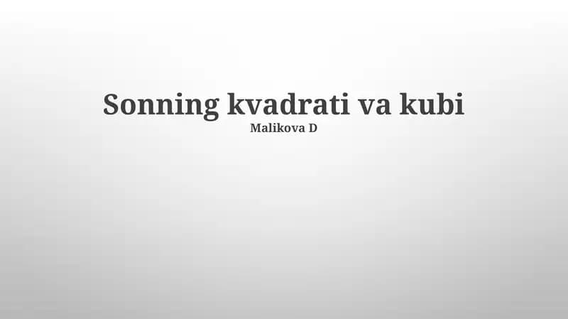 Sonning kvadrati va kubi