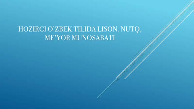 Hozirgi o’zbek tilida lison, nutq, me’yor munosabati