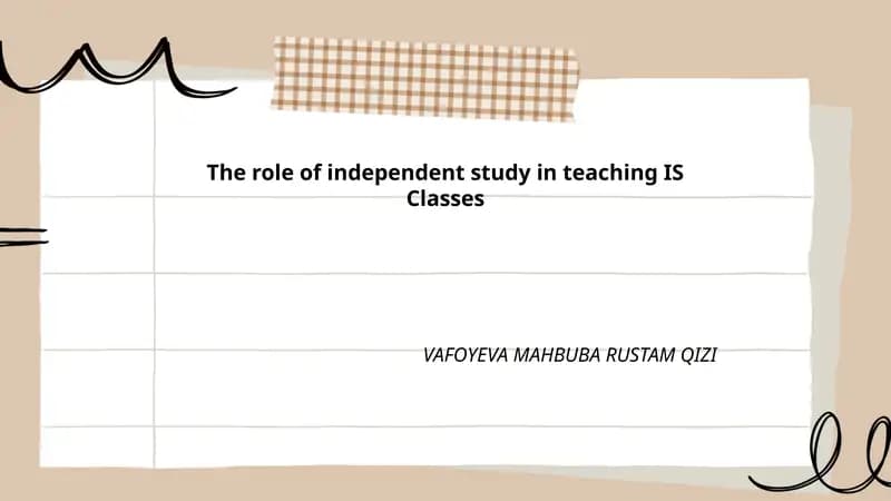 The role of independent study in teaching IS Classes