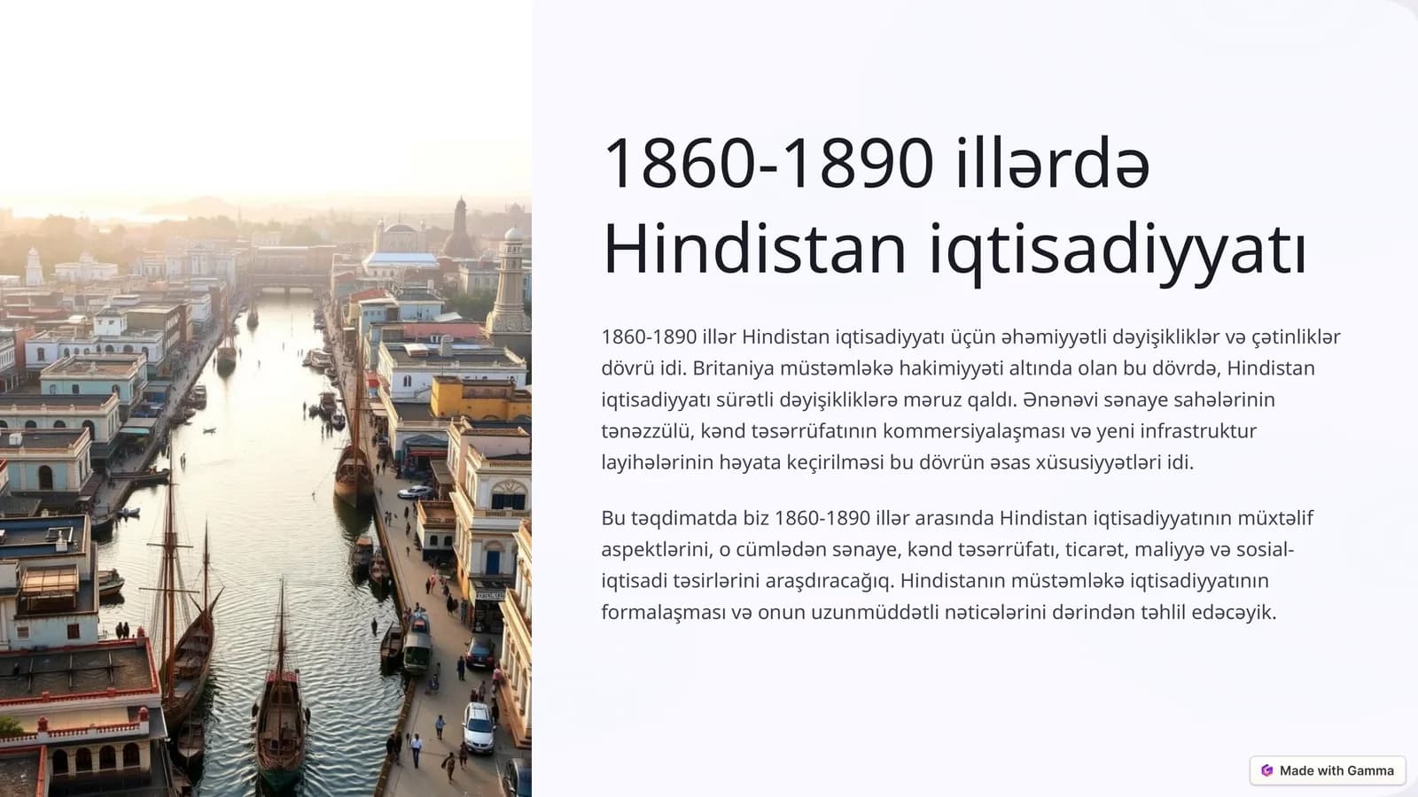 1860-1890 illərdə Hindistan iqtisadiyyatı