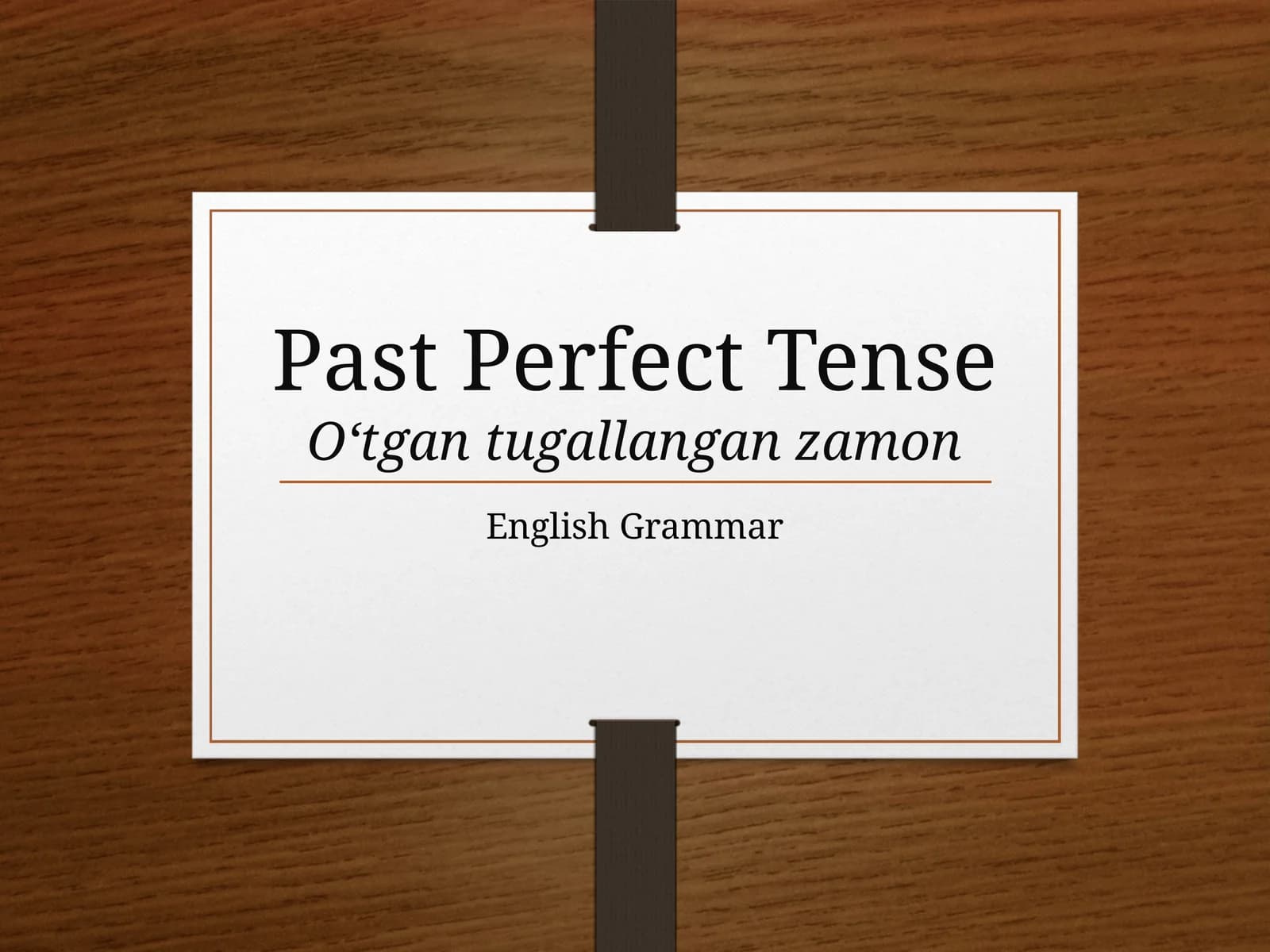 Past Perfect Tense