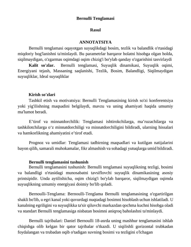 Bernulli Tenglamasi