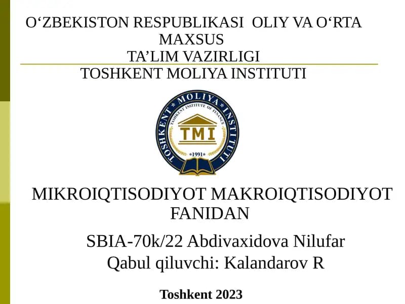 Mikro iqtisodiyot va makro iqtisodiyot fanidan
